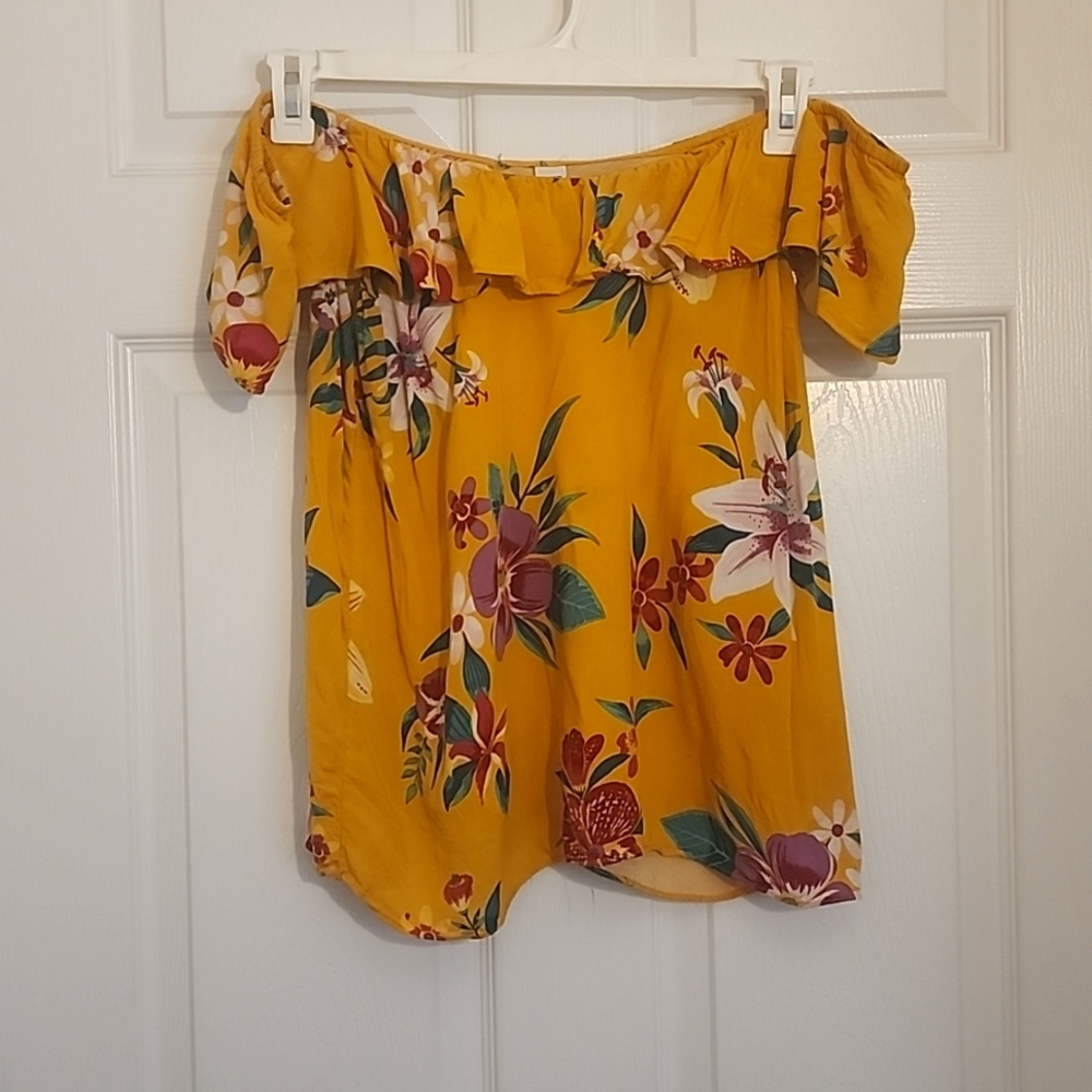 Yellow Floral Off-The-Shoulder Top By Old Navy